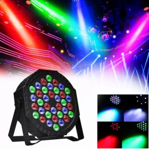 36 LED Stage Flat PAR Light | DMX Voice-Activated Disco Party Light for DJ, Bar, Wedding & Stage Shows