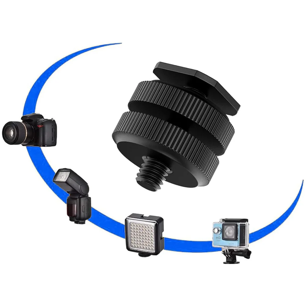1/4 Hot Shoe Mount Holder Dual Nut Cold Shoe Adapter Bracket For Double-Layer Camera Hot Shoe Adapter Action Camera Accessories - Image 5