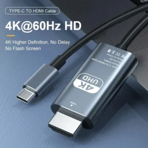 VIKEFON 4K 60Hz Type-C to HDMI Cable | No Delay HD Video Converter for TV, Laptop & Monitor – 2M Alloy Screen Projection Cable