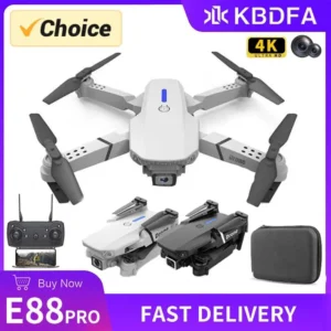 KBDFA E88 Pro WiFi FPV Drone with 4K/1080P HD Camera – Foldable Quadcopter with Height Hold, App Control, Wide-Angle Aerial Photography