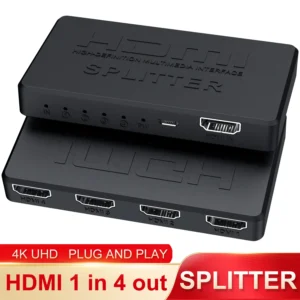4K HDMI Splitter 1 in 4 out / 4x1 HDMI Switch Adapter – HD 1080P Video Switcher for Xbox PS4 DVD HDTV PC Laptop