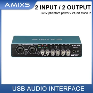 AMIXS UC42 USB Audio Interface – Professional External Sound Card for Recording, PC, and Video Production