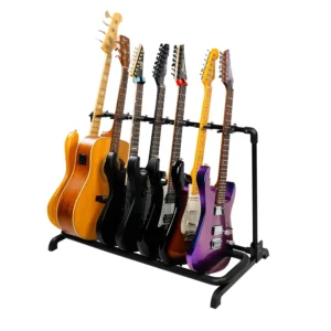 GUITTO GGS-11 Universal Folding Guitar Stand | Holds 7 Guitars | Adjustable Rack for Electric, Acoustic, Bass, Classical Guitars
