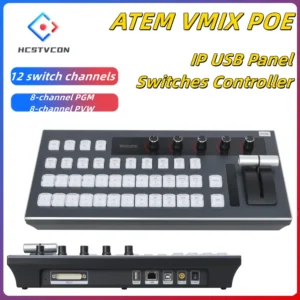 HCSTVCON IP USB vMix & ATEM Panel Switch Controller – Video Mixer & Broadcast Console for Large Meetings, Conferences, and Live Streaming