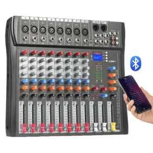 Luxuglow CT8 8-Channel Professional Audio Mixer Console with Bluetooth, USB, and 100 Digital Effects – Studio & DJ Sound Mixing Board