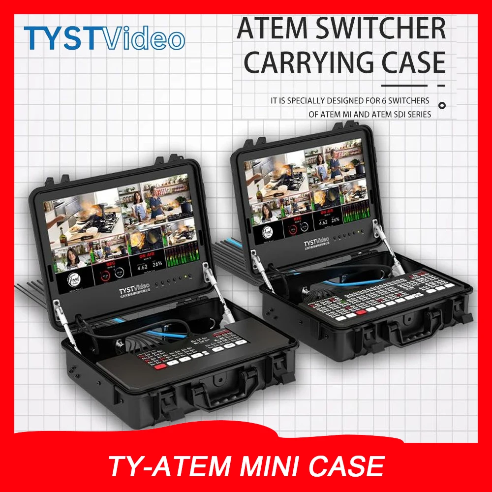 TYST VIDEO TY-ATEM MINI Case with Built-in 15.6" Full HD Monitor – Portable Protective Case for Blackmagic Design ATEM Mini Switcher