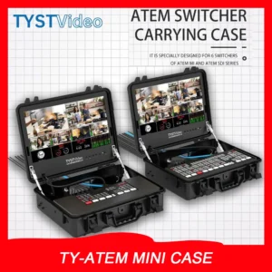 JYYXF ATEM MINI Portable Monitor Case – 15.6" 16:9 Built-in Screen for Blackmagic Design Video Switcher, Creative Media & Live Production