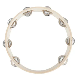 4/6/8/10 Inch Wooden Headless Tambourine – Handheld Percussion Drum with Metal Jingles for Children & Music Education