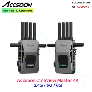 Accsoon CineView Master 4K Wireless Video Transmitter & Receiver – 8202ft Range, 25ms Latency, Tri-Band 2.4G/5G/6G HDMI SDI Streaming