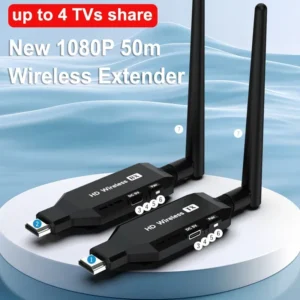 Wireless HDMI Extender 1080p – 50M Video Transmitter & Receiver for PS5, Camera, PC, TV & Projector Display Sharing