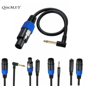 1/4 TS Female to Speakon Adapter Cable – 6.35mm Mono Jack to Twist Lock SpeakON Connector for Speakers, Amplifiers & Audio Equipment