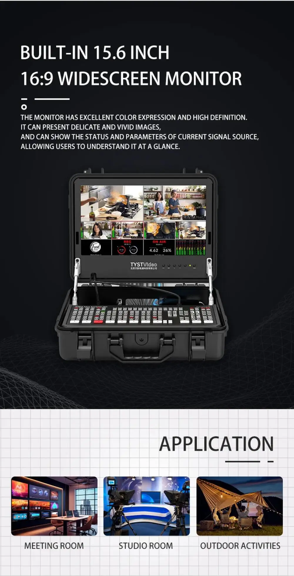 TYST VIDEO TY-ATEM MINI Case with Built-in 15.6" Full HD Monitor – Portable Protective Case for Blackmagic Design ATEM Mini Switcher - Image 12