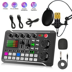 F998 Podcast Live Equipment Bundle – Professional BM-800 Condenser Microphone, Live Sound Card, Mixer & Recording Studio Package for Music, Singing, Podcasting